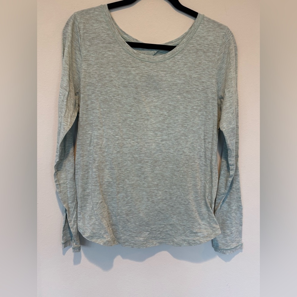 lululemon athletica Heathered Gray/Mint Long Sleeve Open Back Top